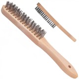 Perie de sarma pentru indepartarea ruginii, maner din lemn, 4 randuri de peri de sarma, Geko G00734