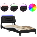 Cadru de pat cu LED fara saltea Hvar negru/alb 80x200 cm