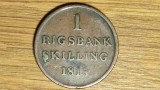 Danemarca -moneda de colectie rara- 1 Rigsbankskilling 1818 - an unic de batere!, Europa