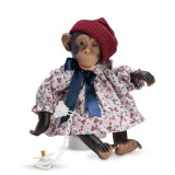 Maimutica Reborn cu Scutec, Rochita Cu Caciulita Rosie Si Suzeta, Asivil