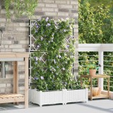 Cumpara ieftin Ghivece pentru grădină Zăbrele Alb 80 x 40 x 126 cm Plastic
