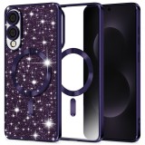 Husa premium Samsung Galaxy S25 Edge Techsuit Luxury Glitter MagSafe, mov