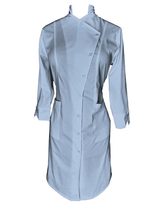 Sarafan Medical Pe Stil, Albastru deschis cu nasturi, Model Alice - XL