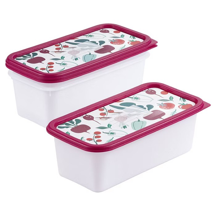 Set 3 caserole cu capac Crofton, 3 x 1.2 l, alb, violet