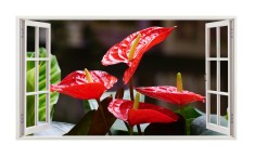 Autocolant decorativ, Fereastra, Arbori si flori, Multicolor, 83 cm, 561ST foto