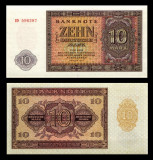 GERMANIA DE EST RDG DDR █ bancnota █ 10 Mark █ 1955 █ P-18 █ UNC █ necirculata