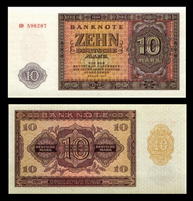 GERMANIA DE EST RDG DDR █ bancnota █ 10 Mark █ 1955 █ P-18 █ UNC █ necirculata foto