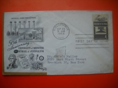 HOPCT PLIC S FDC NR 643 UNIVERSITATEA MISSOURI / JURNALISM 1958 SUA -CIRCULAT