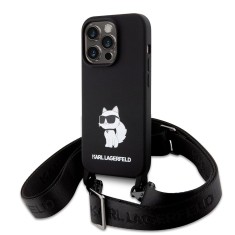 Husa Karl Lagerfeld iPhone 15 Pro Max Silicone Crossbody , Ikonik, negru, KLHCP15XSCBSKNK foto