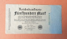 500 Marci anul 1922 - Bancnota veche Germania Reichsbanknote
