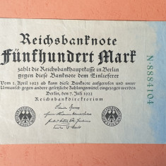 500 Marci anul 1922 - Bancnota veche Germania Reichsbanknote