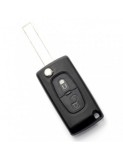 Citroen / Peugeot 407 - Carcasa tip cheie briceag cu 2 butoane, lama HU83-SH2 cu suport baterie