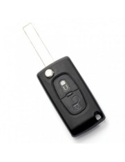Citroen / Peugeot 407 - Carcasa tip cheie briceag cu 2 butoane, lama HU83-SH2 cu suport baterie