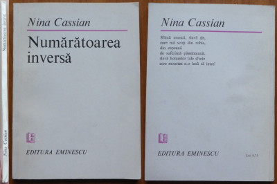 Nina Cassian , Numaratoarea inversa , 1983 , editia 1 cu autograf foto
