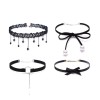 Set 4 Coliere Choker Negre, Elegante, Ajustabile, Zirconiu, Stiluri Multiple, Femei
