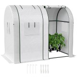 Outsunny Seră de grădină 1,8 m&sup2; seră pentru roșii 2 uși cu fermoar 4 ferestre cu fermoar acoperiș PE 135 g/m&sup2; alb | Aosom Romania
