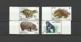 GUINEA ECUATORIALA 1983 FAUNA ANIMALE SALBATICE LEOPARZI HIPOPOTAMI MAIMUTE, Nestampilat