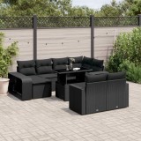 Cumpara ieftin Gossi set canapele de gradina cu perne, 11 piese, negru, poliratan