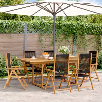 Gossi set mobilier de gradina 7 piese polipropilena neagra/lemn masiv foto