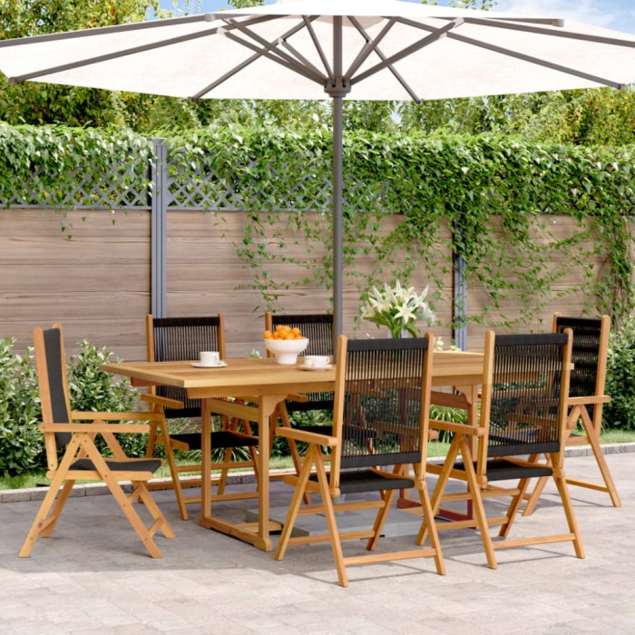 Gossi set mobilier de gradina 7 piese polipropilena neagra/lemn masiv