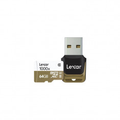 Card Lexar microSDXC 64GB Clasa 10 UHS-II 150MB/s cu adaptor USB 3.0 foto