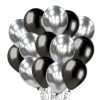 Set 10 baloane din latex chrome, flippy, model party, 23 cm, negru argintiu, 2.2 g
