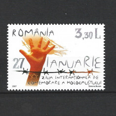 ROMANIA 2007 - ZIUA INTERNATIONALA A HOLOCAUSTULUI, MNH - LP 1754