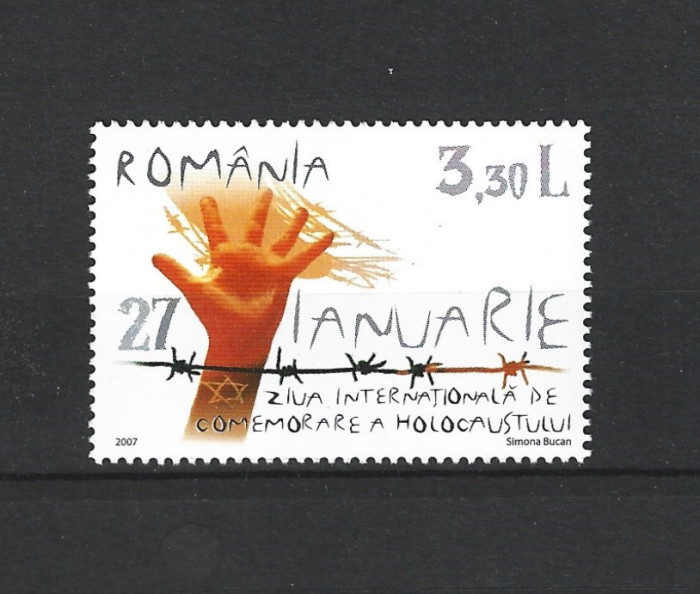 ROMANIA 2007 - ZIUA INTERNATIONALA A HOLOCAUSTULUI, MNH - LP 1754