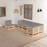 vidaXL Set mobilier de grădină cu perne, 6 piese, lemn masiv de pin 3076634