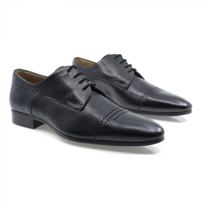 Pantofi Barbati, Den-2776, Elegant, Piele Naturala, Negru