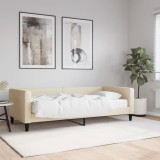 VidaXL Pat de zi cu saltea, crem, 90x200 cm, textil 3196564