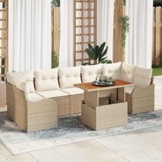 vidaXL Set de canapele pentru grădină 8 pcs Bej Rattan poli 3358164 foto