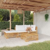 Cumpara ieftin Set mobilier grădină cu perne, 4 piese, lemn masiv de tec
