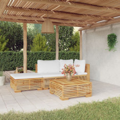 vidaXL Set mobilier grădină cu perne, 4 piese, lemn masiv de tec