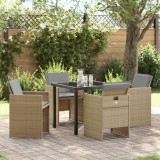 vidaXL Set de mobilier de grădină cu 5 piese și perne bej din ratan sintetic