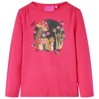 Tricou pentru copii cu maneci lungi, roz aprins, 92 GartenMobel Dekor foto