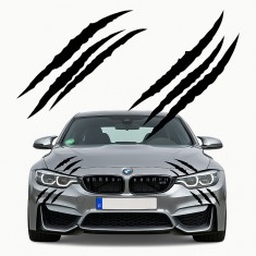 Stickere auto monster scratches negre, set 2 bucati, 37x9 cm, tuning caroserie masina, folie autoadeziva oracal, exterior rezistent