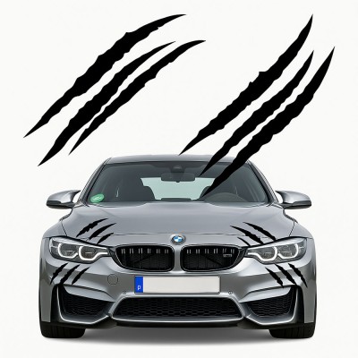Stickere auto monster scratches negre, set 2 bucati, 37x9 cm, tuning caroserie masina, folie autoadeziva oracal, exterior rezistent foto