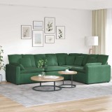 Canapea modulară cu perne, verde &icirc;nchis, țesătură velur