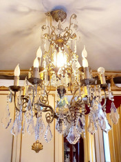 candelabru vintage/antic/1mH, cristale Boemia foto