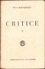 C3897N Critice, 1866 &ndash; 1907 de Titu Maiorescu, volumul II