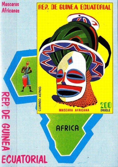 Eq. Guinea 1977 Folk art Masks imperf. sheet MNH DA.103