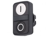 Comutator dublu 22mm alb/negru fără IP66 plat