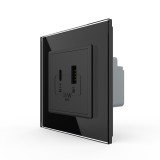 Cumpara ieftin Priza USB-A + USB-C Livolo 36W cu rama din sticla neagra