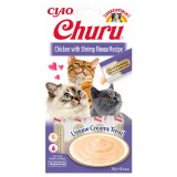 Churu, Recompense Cremoase pentru Pisici cu Pui si Creveti, 4x14g
