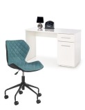 Set birou HM Lima B1, cu usa si sertar, PAL melaminat, 120x55x75 cm, alb si scaun copii HM Matrix, Ergonomic, Stofa/Piele ecologica, 100 Kg, Negru/Tur