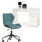 Set birou HM Lima B1, cu usa si sertar, PAL melaminat, 120x55x75 cm, alb si scaun copii HM Matrix, Ergonomic, Stofa/Piele ecologica, 100 Kg, Negru/Tur