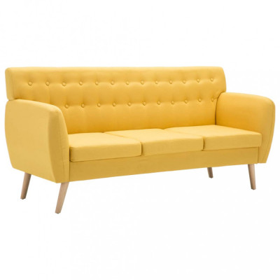 Canapea cu 3 locuri, material textil, 172 x 70 x 82 cm, galben foto