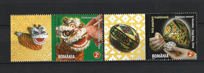 ROMANIA 2011-ARTA POP. TRADITIONALA, ROMANIA-HONG KONG, TABS 8, MNH - LP 1922