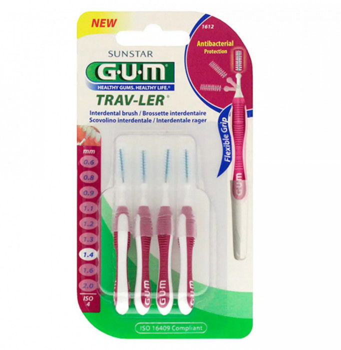 Set 4x Periute Interdentare, GUM, Trav-Ler, pentru Curatare in Profunzime, Tratate cu Clorhexidina,